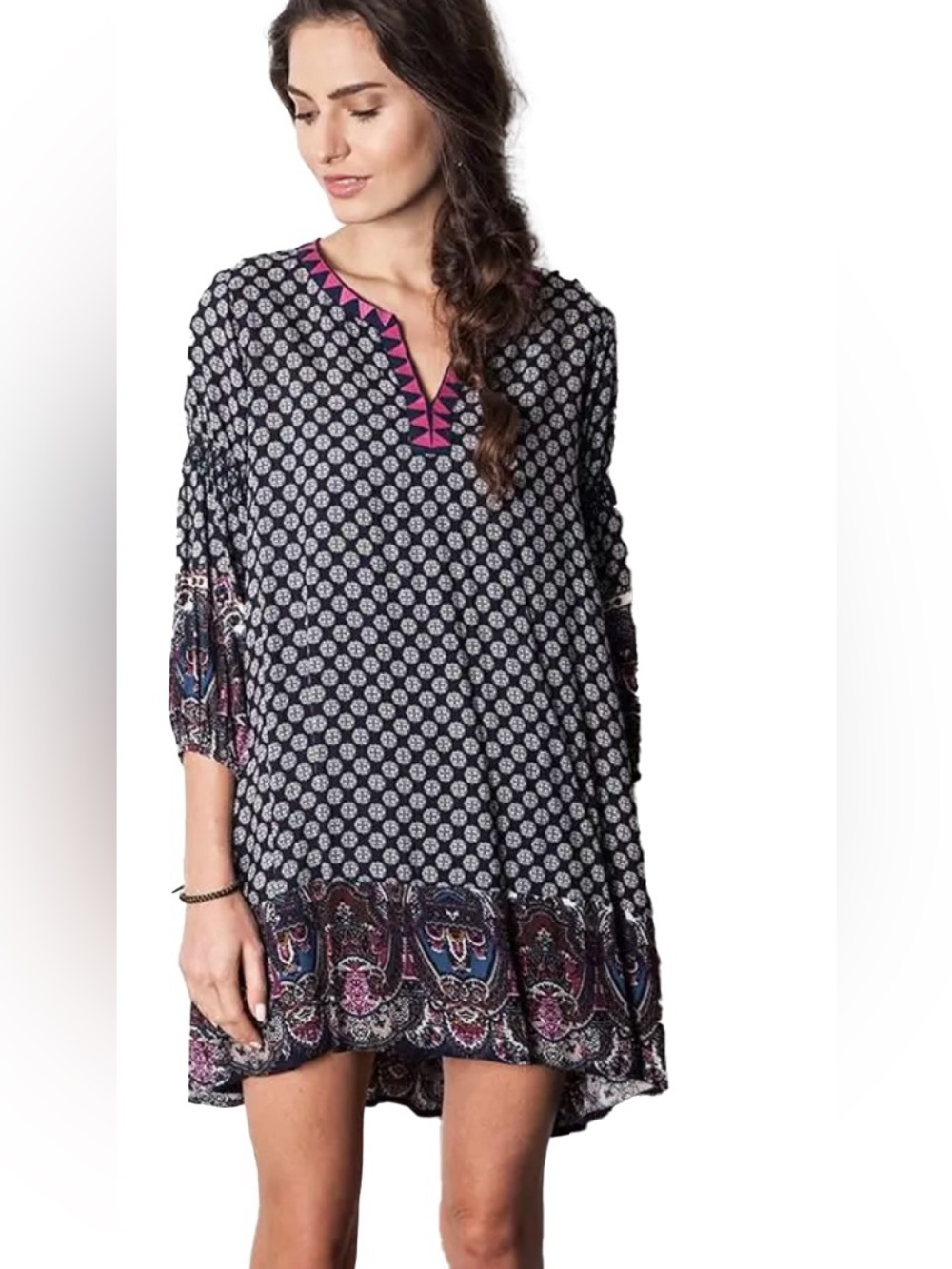 Umgee Peasant Boho Tunic Dress Size S
